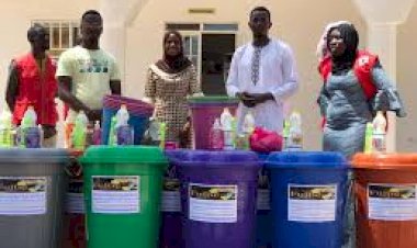 Fulbe Africa donated hand wash materials including buckets and detergents to The Gambia Red Cross Society for onward