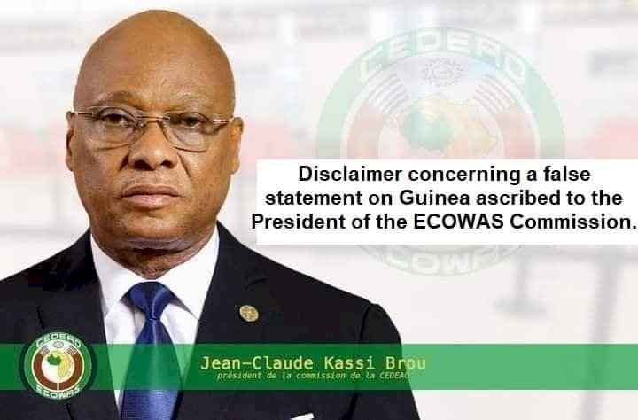 Disclaimer concerning a false statement on Guinea ascribed to the President of the ECOWAS Commission