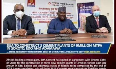 BUA to construct 3 cement plants of 9million mtpa in Sokoto, Edo and Adamawa