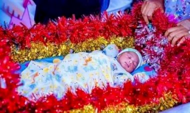 First Lady welcomes baby of the year 2021 with gifts in Abuja