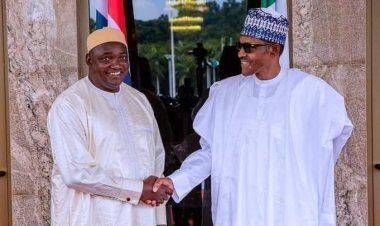 PRESIDENT BUHARI FELICITATES WITH PRESIDENT ADAMA BARROW OF THE GAMBIA ON  RE-ELECTION