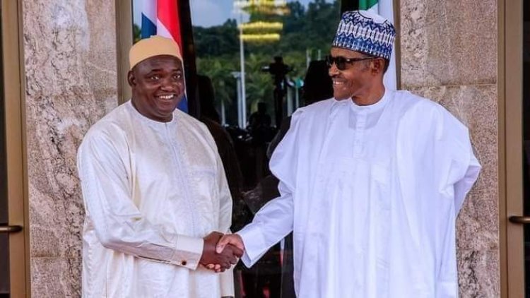 PRESIDENT BUHARI FELICITATES WITH PRESIDENT ADAMA BARROW OF THE GAMBIA ON  RE-ELECTION