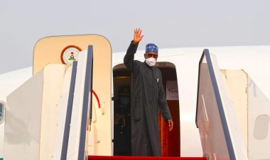 IN PICS: President Muhammadu Buhari departs Abuja for Addis Ababa to participate in the 35th Ordinary Session of the Assembly of the African Union #AUSummit in Ethiopia.Photo Credit Sunday Aghaeze Feb 3rd 2022