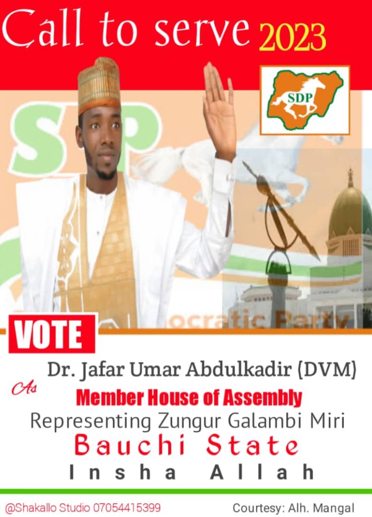 Dr Jafar Umar Abdulkadir (DVM) Can Do It More If voted,We don't have doubt on him.